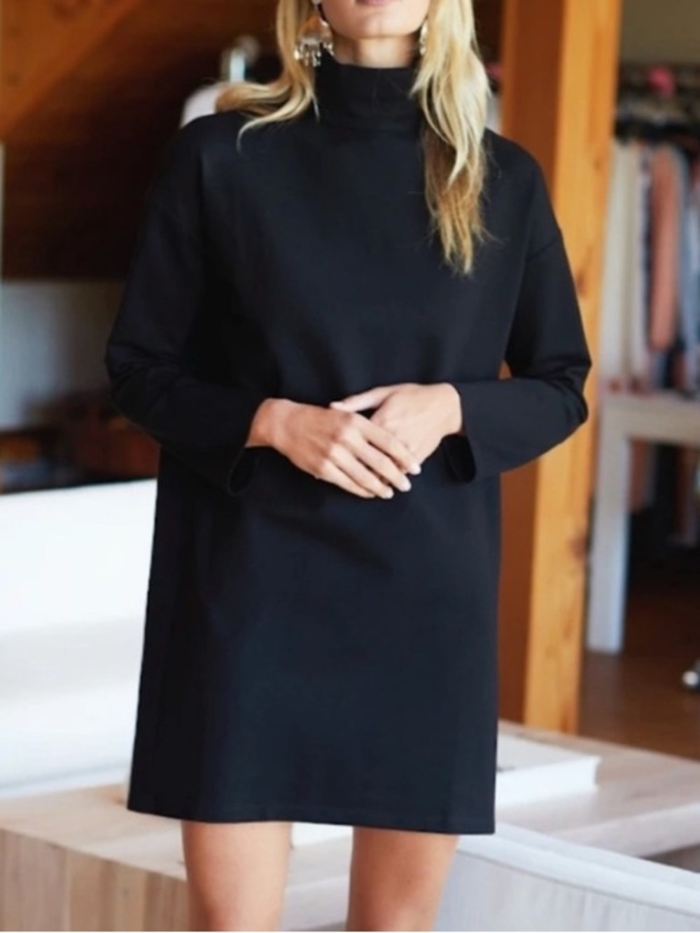 Emerson Fry Edie Turtleneck Mini Dress Black Ponte XS